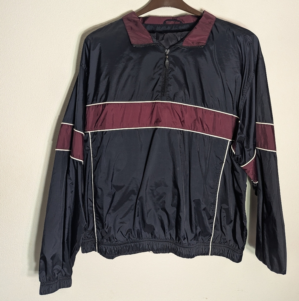 Mens Vintage Track Suit Quarter Zip Jacket Pants Ankle Zip Color Block 80s XL
